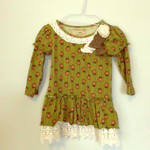 Mustard Pie Green & Lace Dress Set